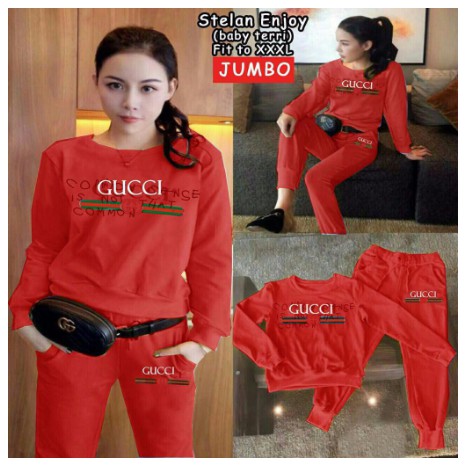 Baju Olahraga Wanita JUMBO Size XXXL - Stelan Training List Baju Olah Raga Senam Lari Joging Muslim