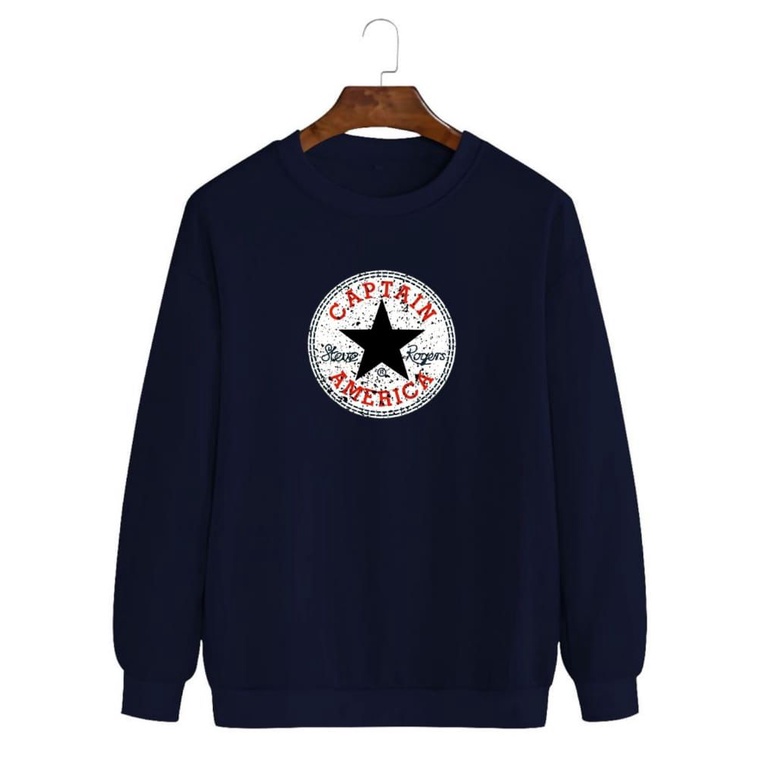 Noveli wear - Sweatshirt roughneck | sweater crewneck basic unisex distro berkualitas sablon digital Captain america