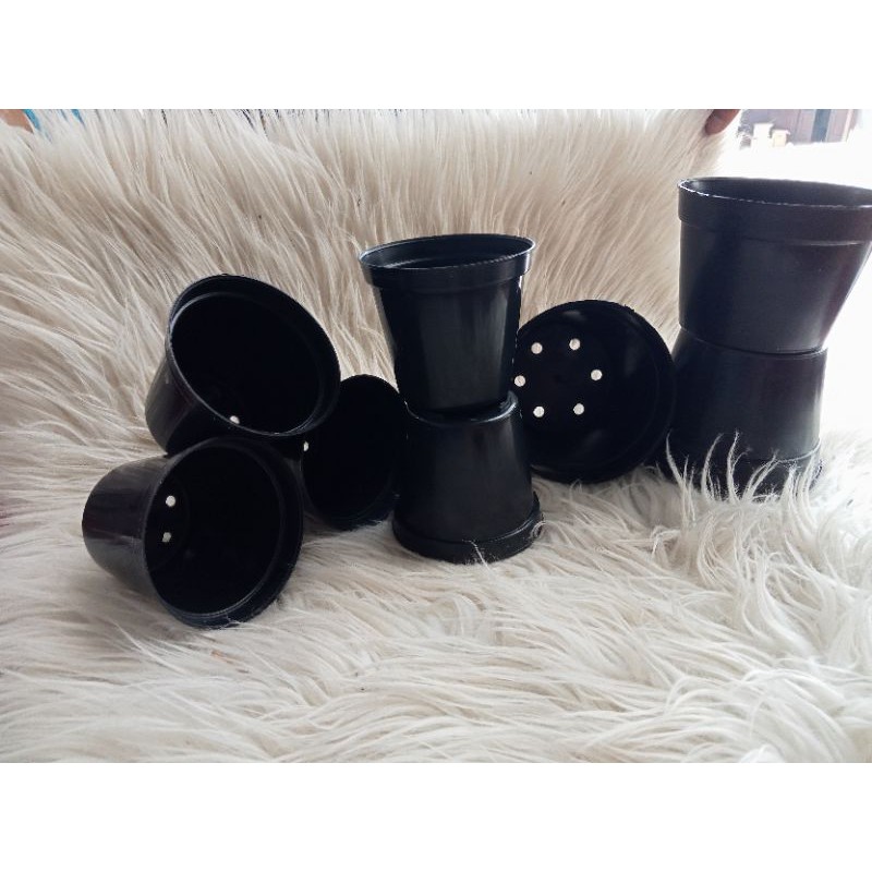 Pot Kaktus Plastik Putih Hitam 8cm 10cm 5cm