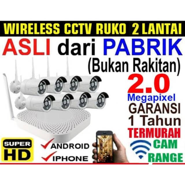 PAKET CCTV IP 8 CAMERA 2MP ( CCTV FULL WIRELESS / WIFI )