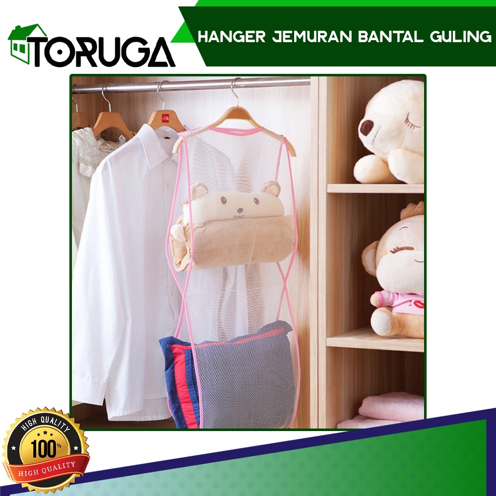 Gantungan Jaring Net Jemuran Pengering Bantal Guling Sendal Hanger Boneka Portable Foldable