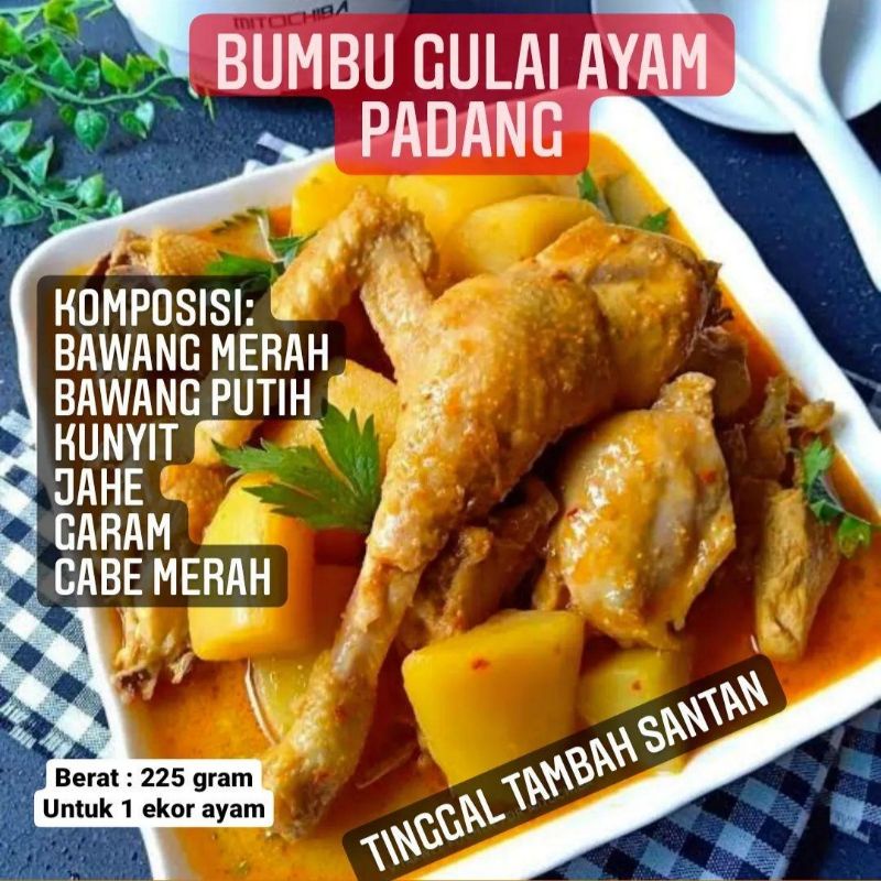

Bumbu Gulai Ayam Asli Padang 200 Gram, Untuk 1 Ekor Ayam