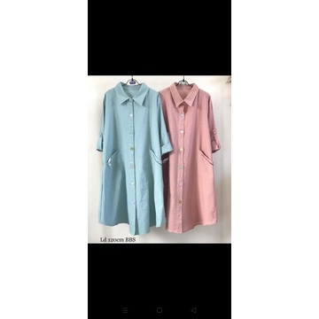 long tunik bahan katun linen import ld 120cm