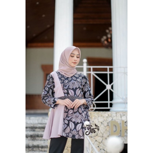 Batik wanita ASJ SA HRB026 Kenongo Kemeja Tosca Pendek-2