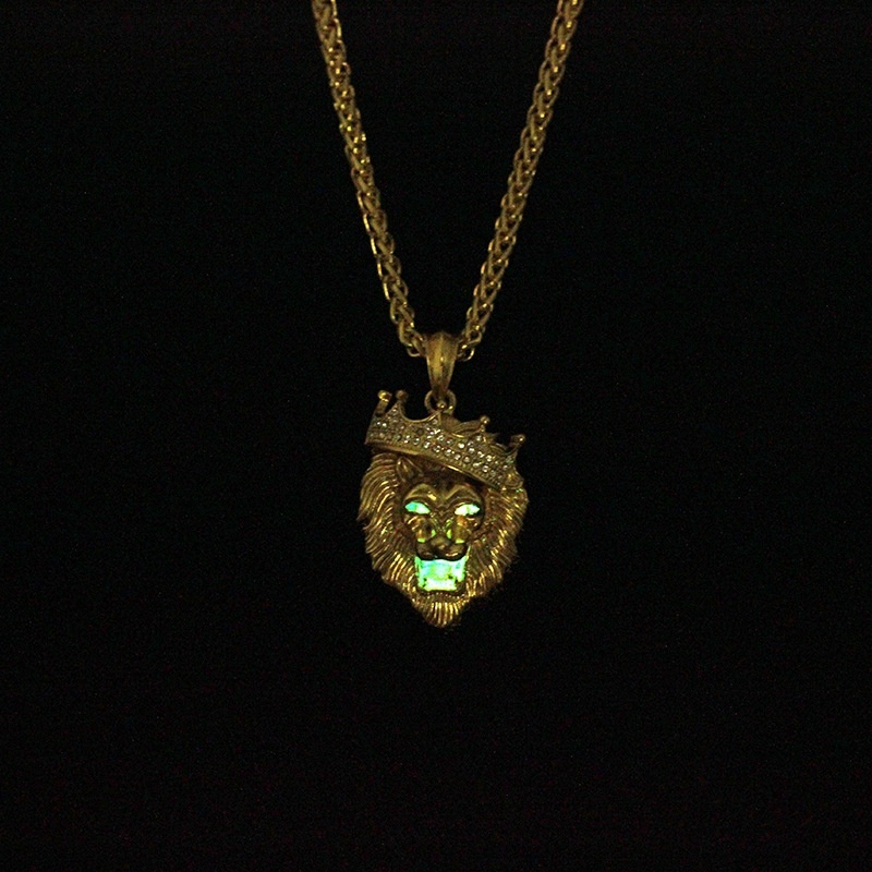 Fashion Pria Titanium Steel Lion Head Pendant Kalung