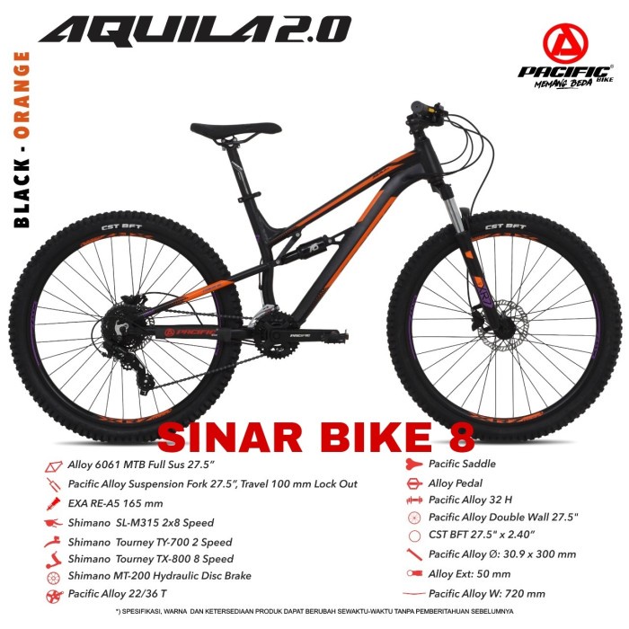 Sepeda Gunung 27,5 Inch MTB PACIFIC AQUILA 2.0 Alloy Full Suspensi