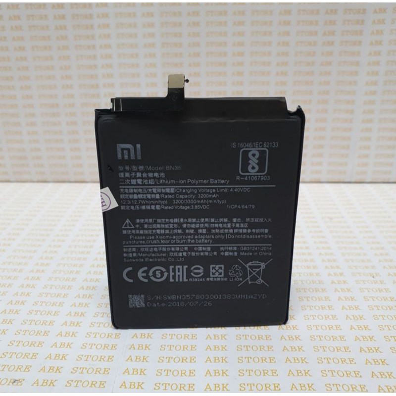 BATTERY BATRE BATRAI BATERAI XIAOMI REDMI 5 BN35 ORIGINAL