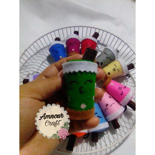 Gantungan kunci boba Flanel | Gantungan kunci dan amplop lebaran boba