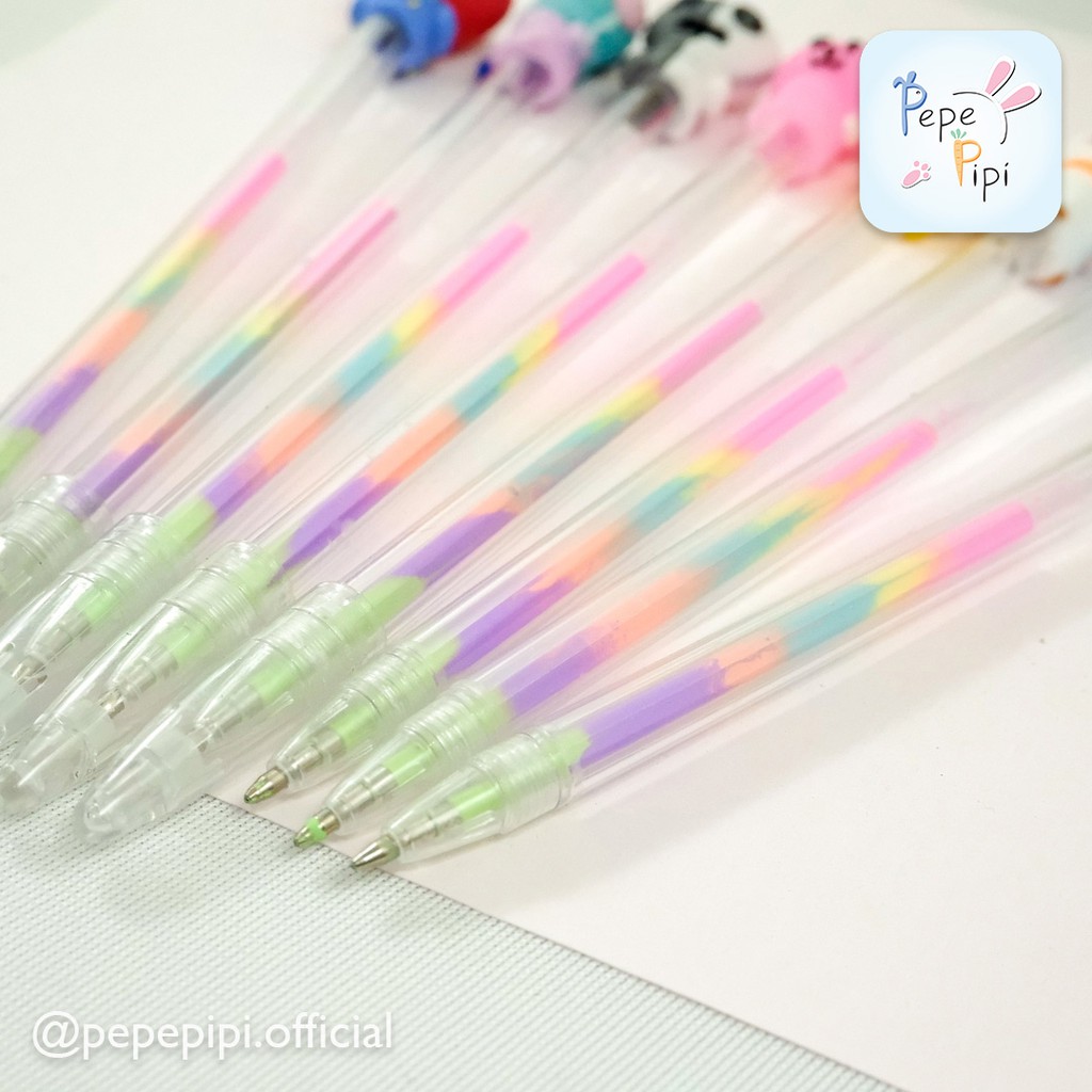 Pena Boy Band Korea Warna-warni Multi Color Pelangi Rainbow Bolpen Pen Pulpen Karakter Army Bangtan