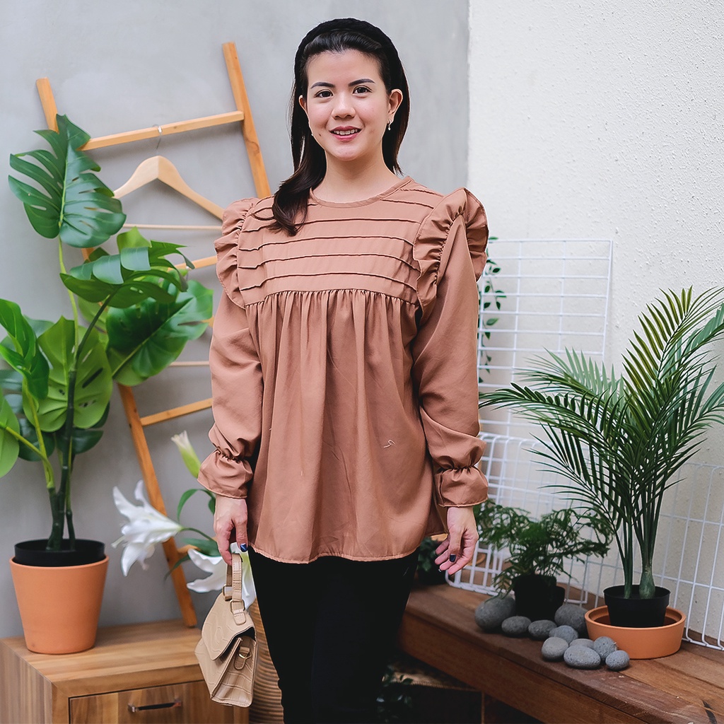 Tq88indonesia Baju Blouse Wanita Terbaru /  Aufa Blouse / Ootd / Blus Polos / Ootd