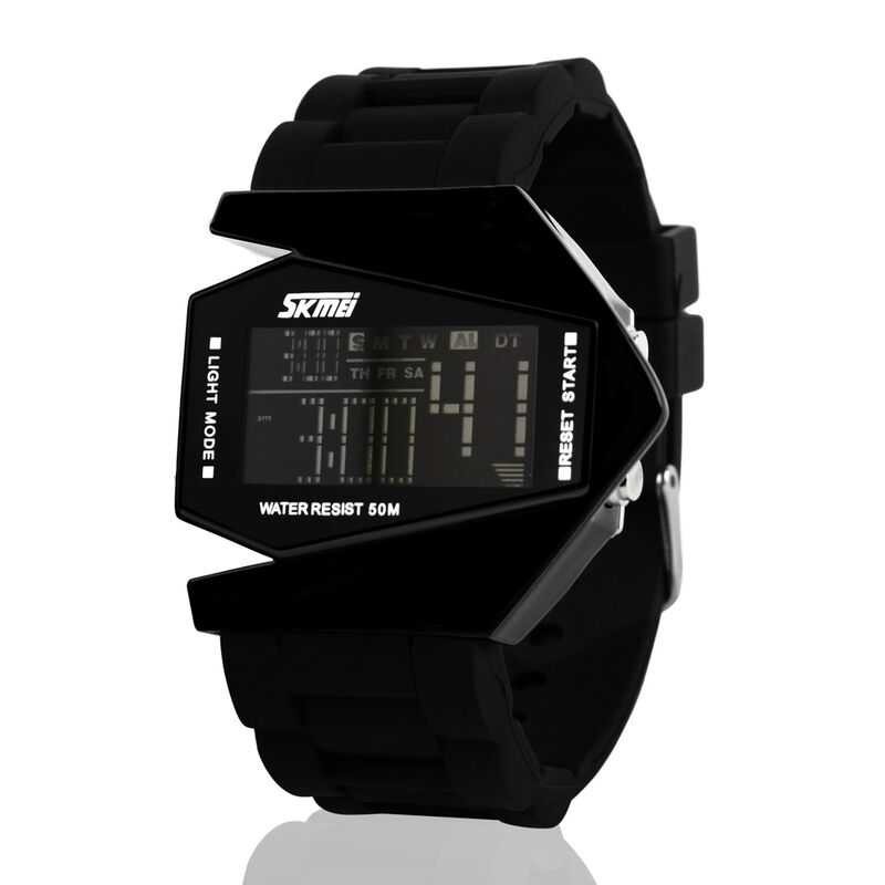 SKMEI Jam Tangan Airplane Digital Pria Keren Jamtangan Pesawat Trendy Cowok Wristwatch Man Terbaru