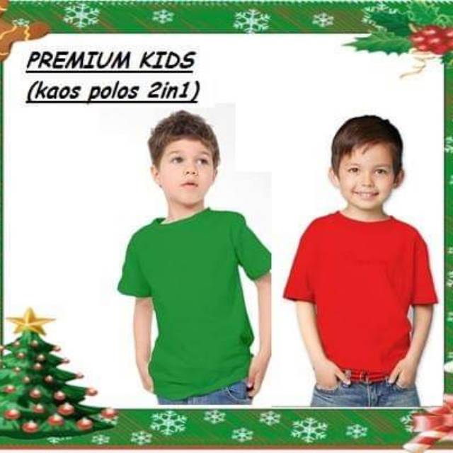 Kaos anak polos hijau merah premium kids