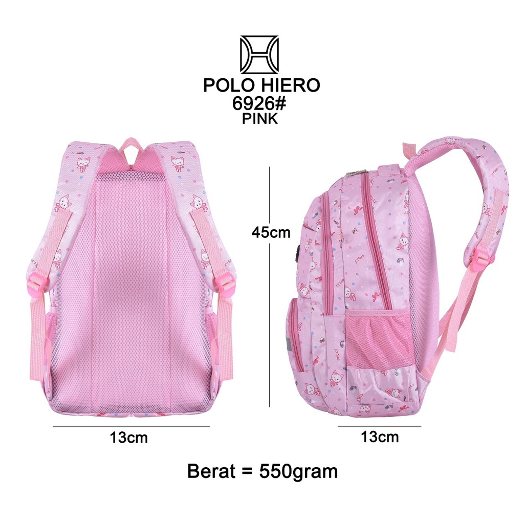 Tas Sekolah Anak Anak Perempuan Polo Hiero 6926 ,[Free Tas Kosmetik],|Tas Casual,Tas Travelling|