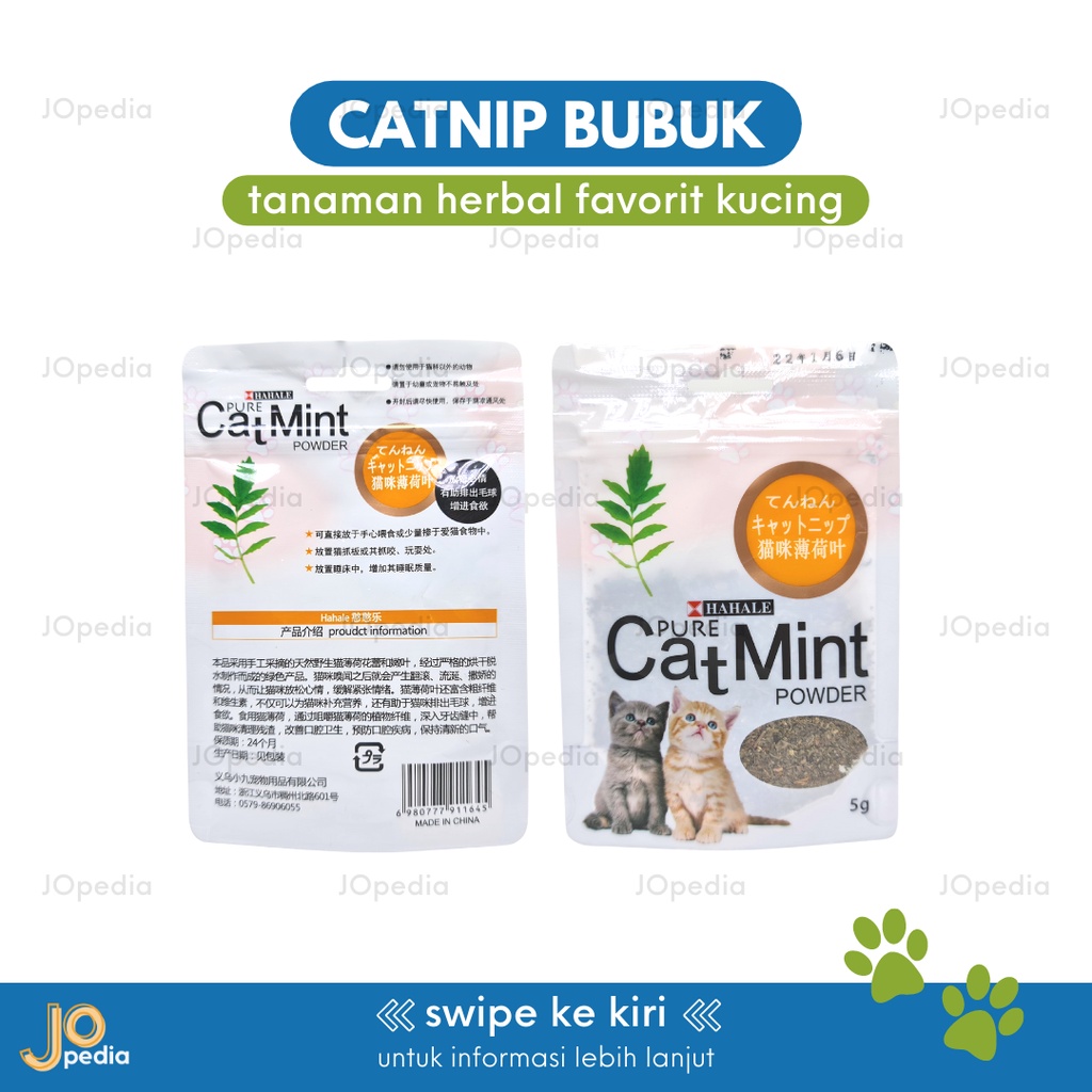 CATNIP BUBUK SACHET Snack Kucing Makanan Serbuk Daun Cat Mint Powder