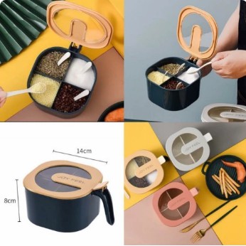 Tempat bumbu dapur 4 sekat / kotak bumbu / tempat bumbu dapur set free sendok 10054 2408