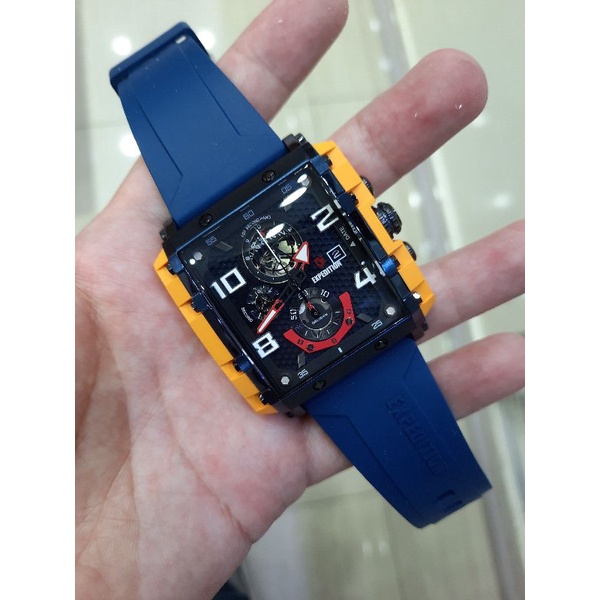 Jam Expedition pria e 6757 original rubber Blue yellow black