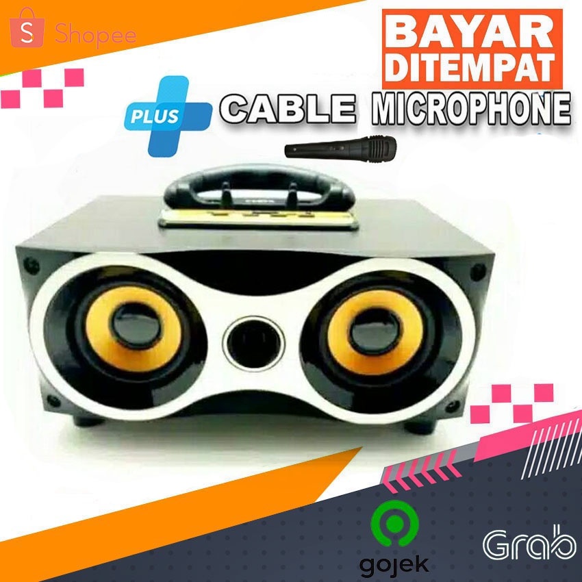 Speaker Mitsuyama Portable Bluetooth Karaoke Radio Usb + Mic Kabel