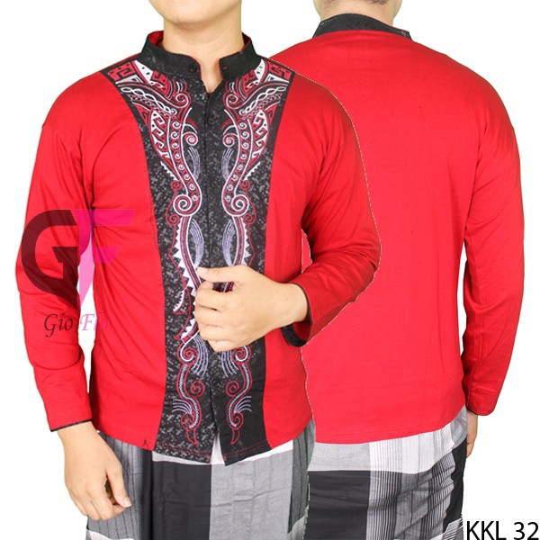 GIOFLO Baju Koko Pria Terbaru Lengan Panjang Red / KKL 32