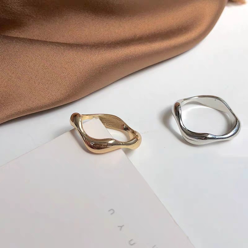 Cincin Jari Telunjuk Model Gelombang Gaya Korea Untuk Aksesoris Perempuan