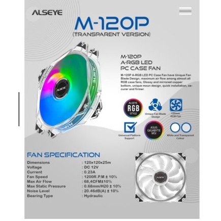 Alseye Fan Casing 12CM MAX M120P White/Transparan Fan Case RGB