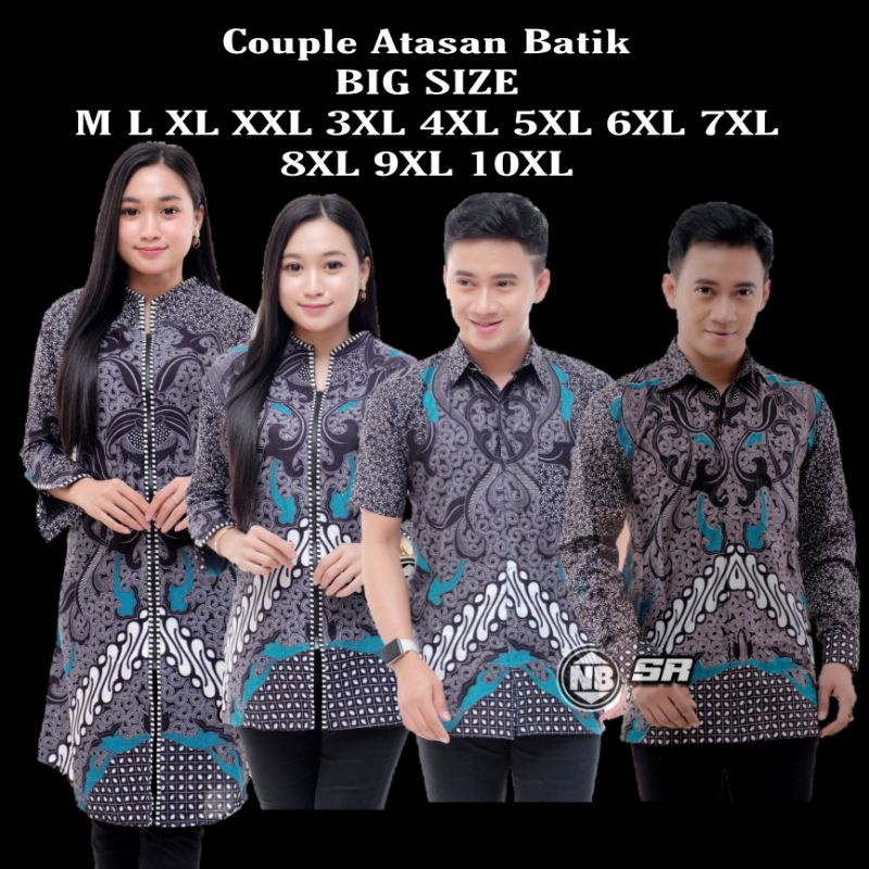 COUPLE BATIK DRES TUNIK BIG SIZE JUMBO M.L.XL.XXL.3XL.4XL.5XL.6XL.7XL.8XL.9XL.10XL