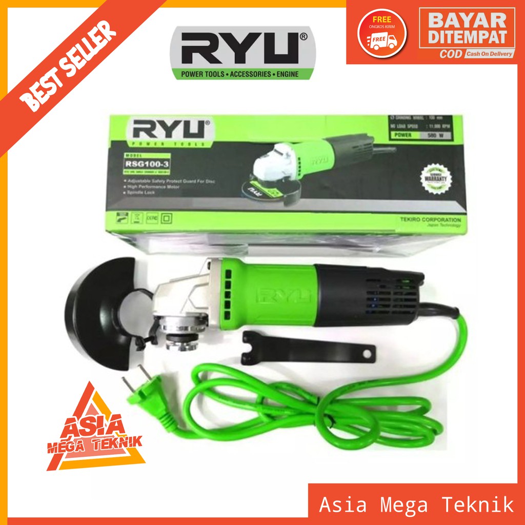 GERINDA TANGAN GERINDA LISTRIK RYU RSG100-3 BARANG BERKUALITAS TERJAMIN