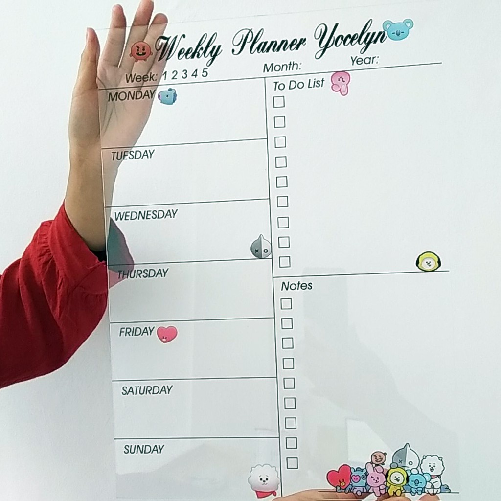 

Ay00! Acrylic Weekly Planner dan To Do List - Goals Jadwal Mingguan