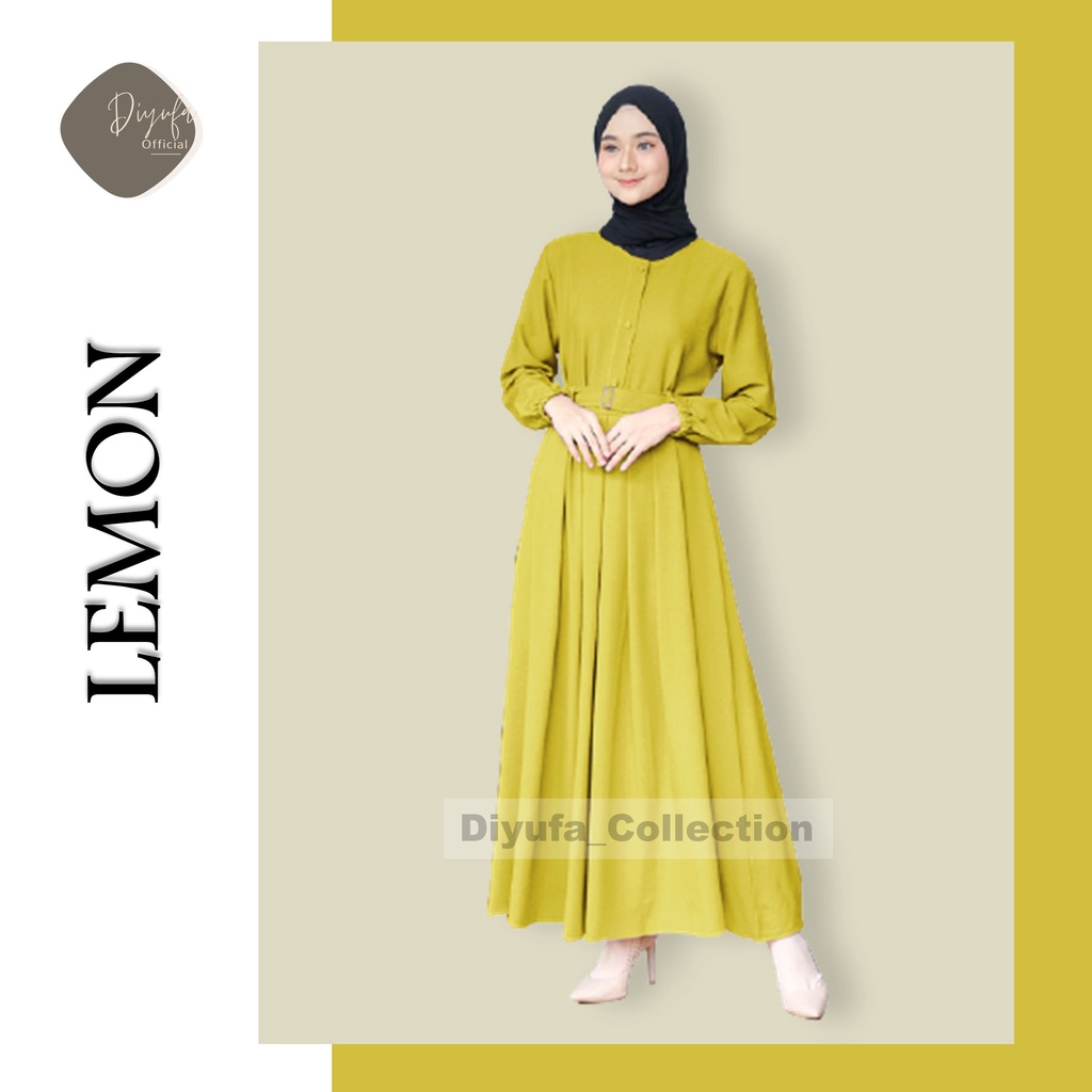 Baju Gamis Wanita Cewek Remaja Terbaru kekinian Alsize / Jumbo Kancing Dada Dress Moscrepe Busui-LEMON