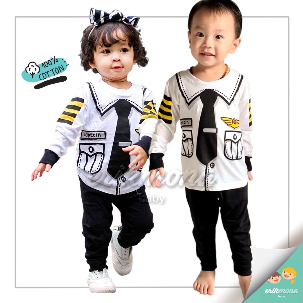 baju piyama anak baju anak cowo cewe piyama bayi model PILOT 2y 3y 4y