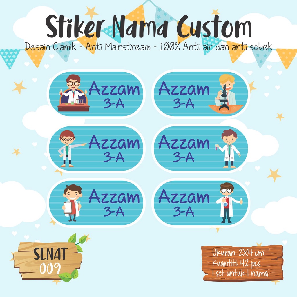 

Infinity Label Stiker Nama Anak Tas Sepatu Buku Sekolah Baju Botol SLNAT-009 Desain Anti Mainstream 2x4cm Waterproof 42pcs
