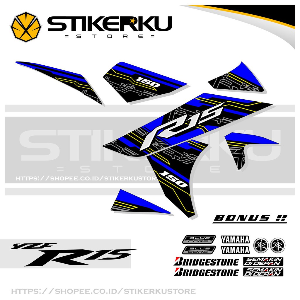 STRIPING YAMAHA R15 V2 / STRIPING YZF R15 V2 / GRAFIS SIMLPE / STIKER R15 V2 CUSTOM 15