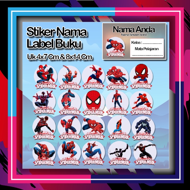 

Stiker Spiderman animasi kartun venom laba hitam anime Karakter Lucu Custom Lebel Nama cromo murah 20 Varian berbeda Octane Pelajaran sekolah No 3