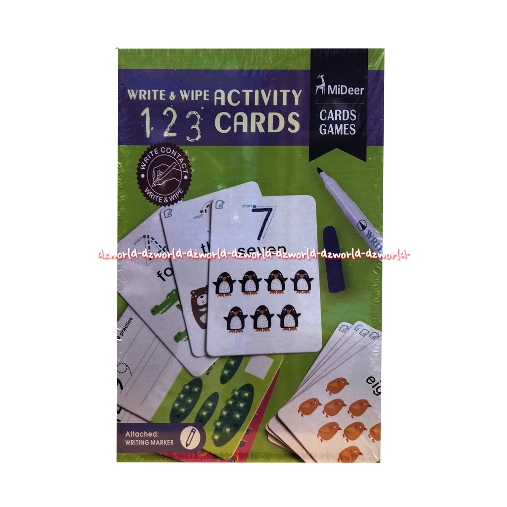 Mideer Write &amp; Wipe Activity 123 Cards Kartu Mainan Belajar Berhitung Alphabet Number Mainan Edukasi