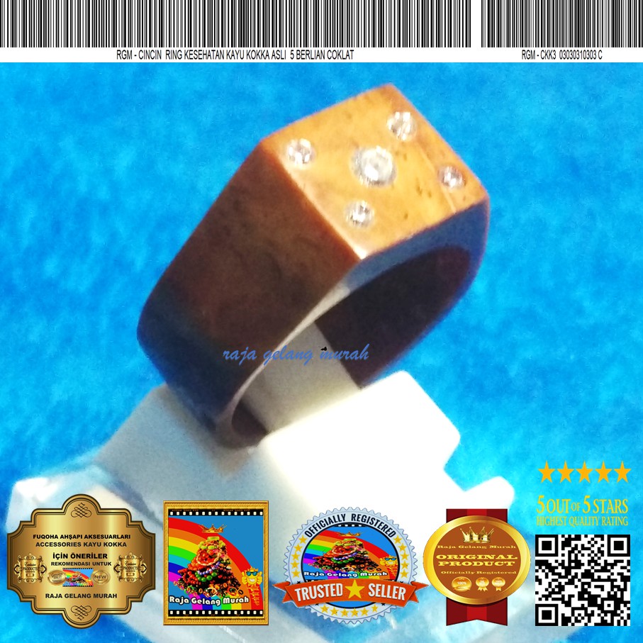 Raja Gelang  Murah cincin  kesehatan Kayu Kokka asli 5 Berlian Coklat