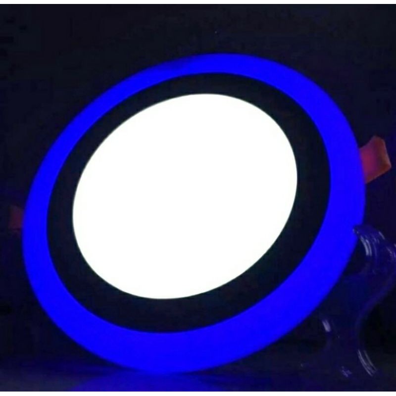 lampu panel led 2 warna putih kuning atau putih biru 6+3