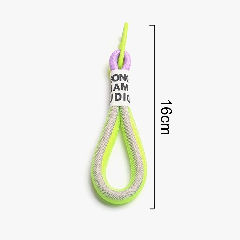 Tali Lanyard Model Kepang Bahan Mesh Warna-Warni Fluorescent Untuk Gantungan Kunci / Tas