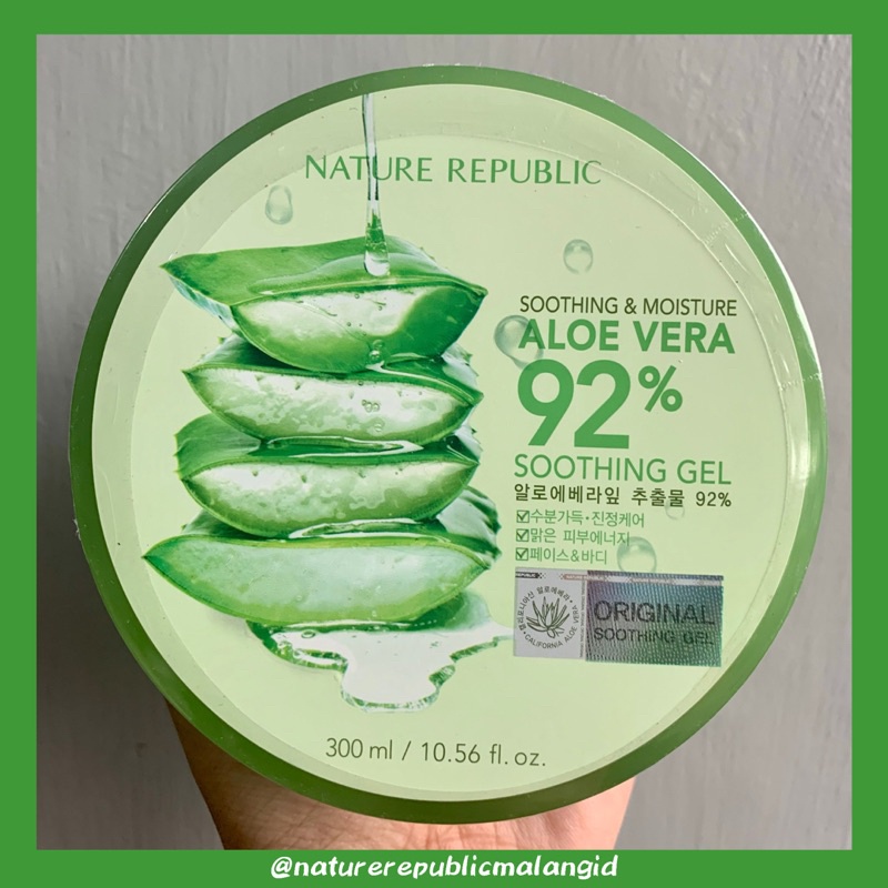 BPOM Nature Republic Aloe Vera 92% Shooting Gel 300ml Exp 2025 (100% Original)