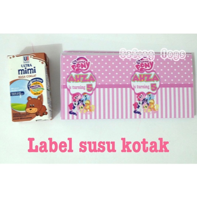 

Label Susu Kotak Birthday / Label Dessert Ulang Tahun Little Pony