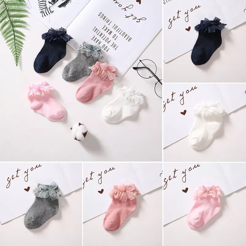 (pimenova) Kaos kaki renda bayi / kaos kaki renda anak import / kaos kaki anak renda warna pastel