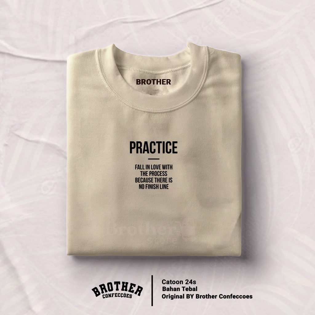 Brother Store Kaos Distro Pria - Cewek Cowok - PRACTICE Text Putih Hitam