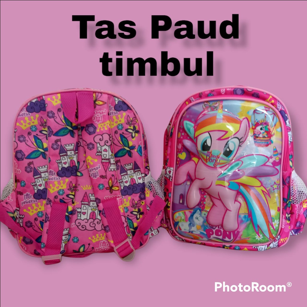 Tas Sekolah Anak Paud Perempuan Kuda Pony Gambar Timbul