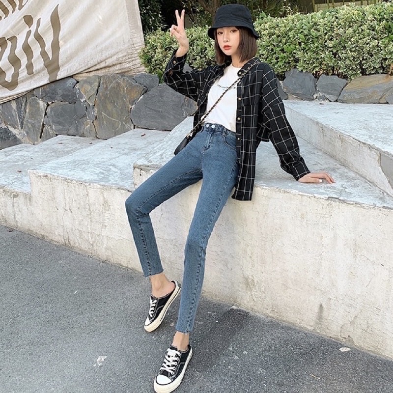 JEANS HW SKINNY PANTS IMPORT DENIM CELANA PANJANG STRECH HIGHWAIST WANITA MX887