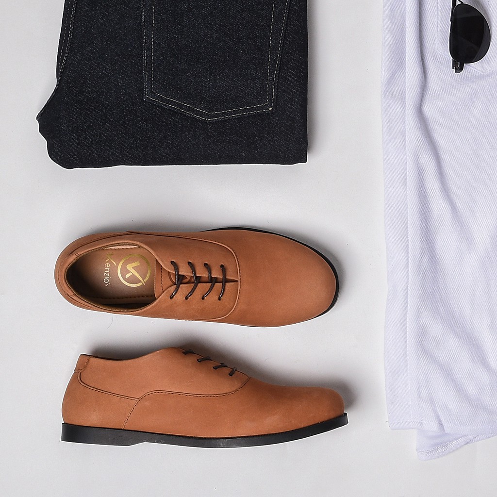 LEEDS TAN |FORIND x Kenzio| Sepatu Kulit Vintage Klasik Casual Pria Cowok Oxford Original Footwear