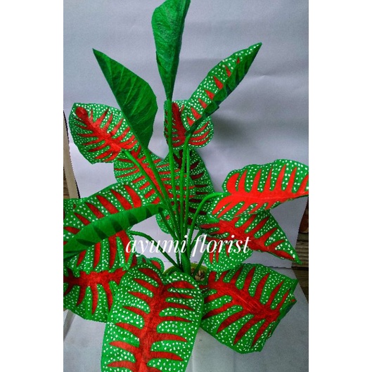 bunga keladi untuk sudut ruangan handmade dari plastik kresek jumbo free pot prakarya