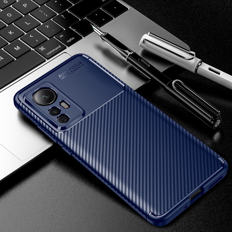 Soft Case Bahan Silikon Tekstur Carbon Fiber Shockproof Untuk Xiaomi Mi 12 Pro 12X