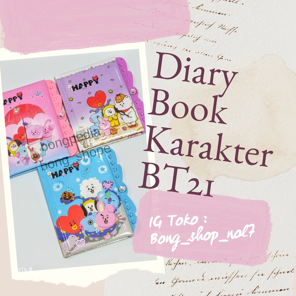 Diary Book BT21|Buku Harian BT21|Dengan Pengaman Kode Rahasia|BT21