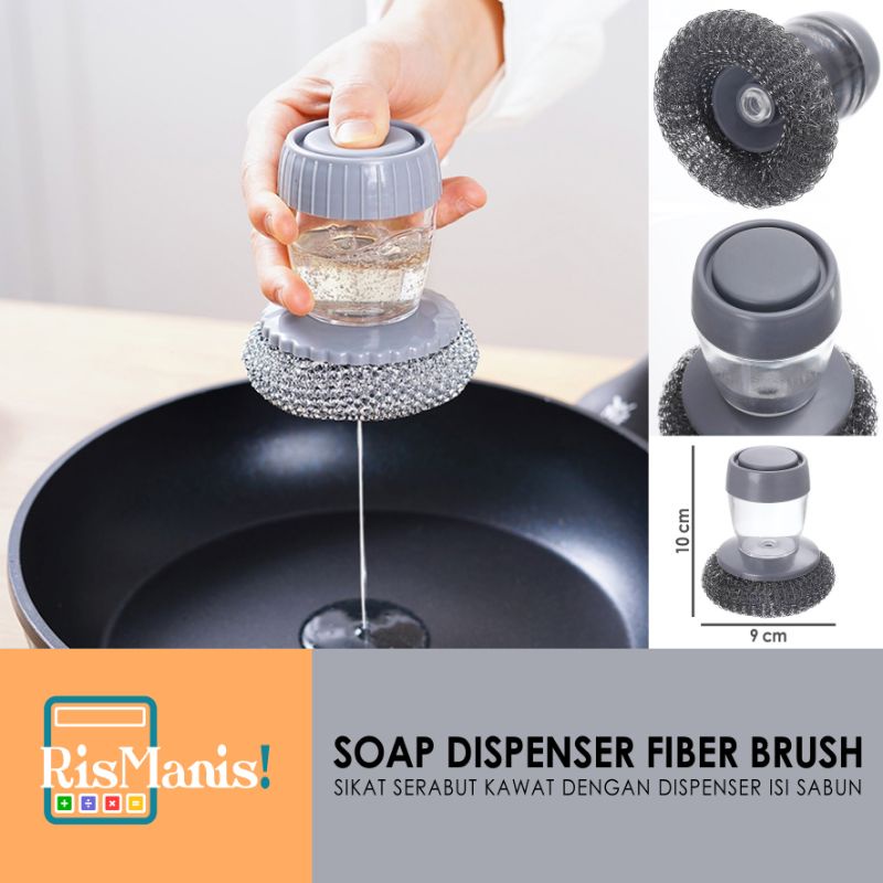 SOAP DISPENSER FIBER BRUSH - Sikat Sabut Cuci Piring Spons Dapur Serabut Kawat Dispenser Sabun Cair