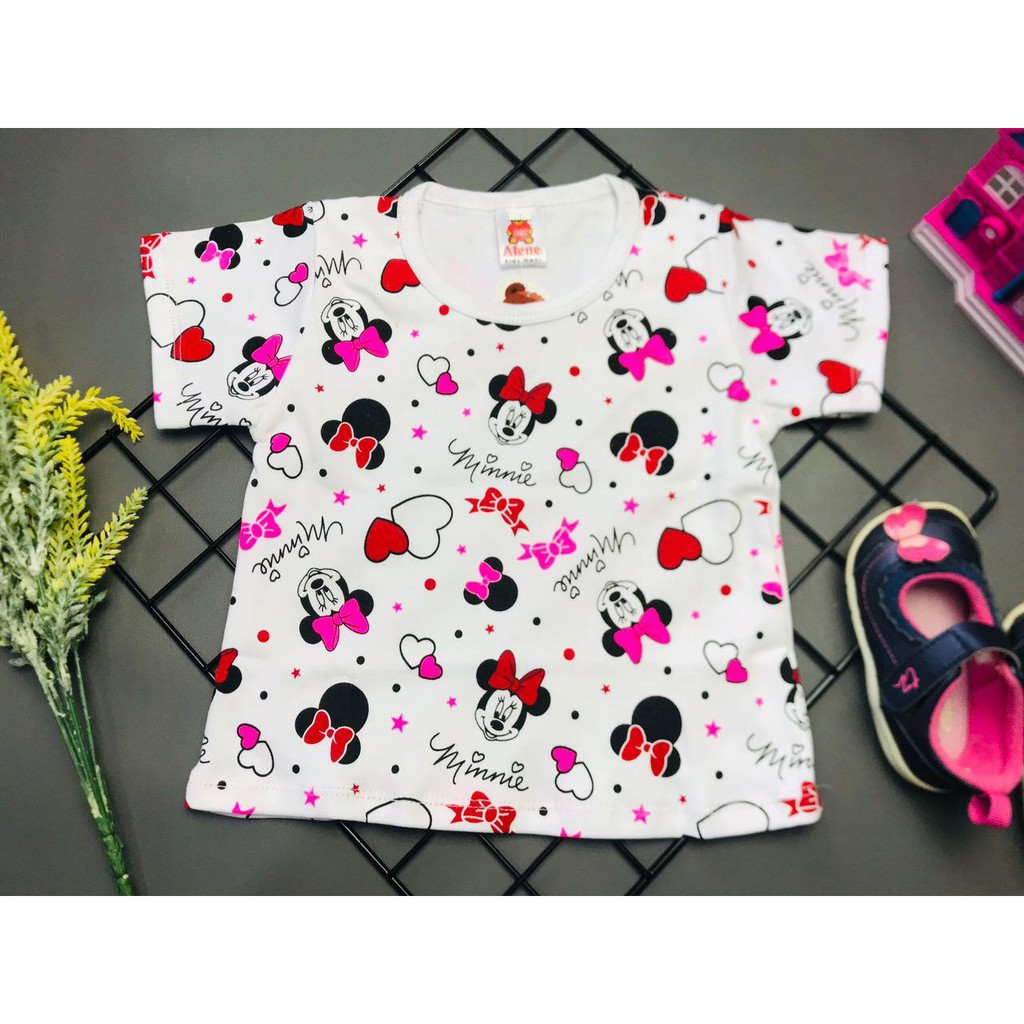 kaos atasan anak minie merah perempuan usia 1-9 tahun / baju kaos anak perempuan
