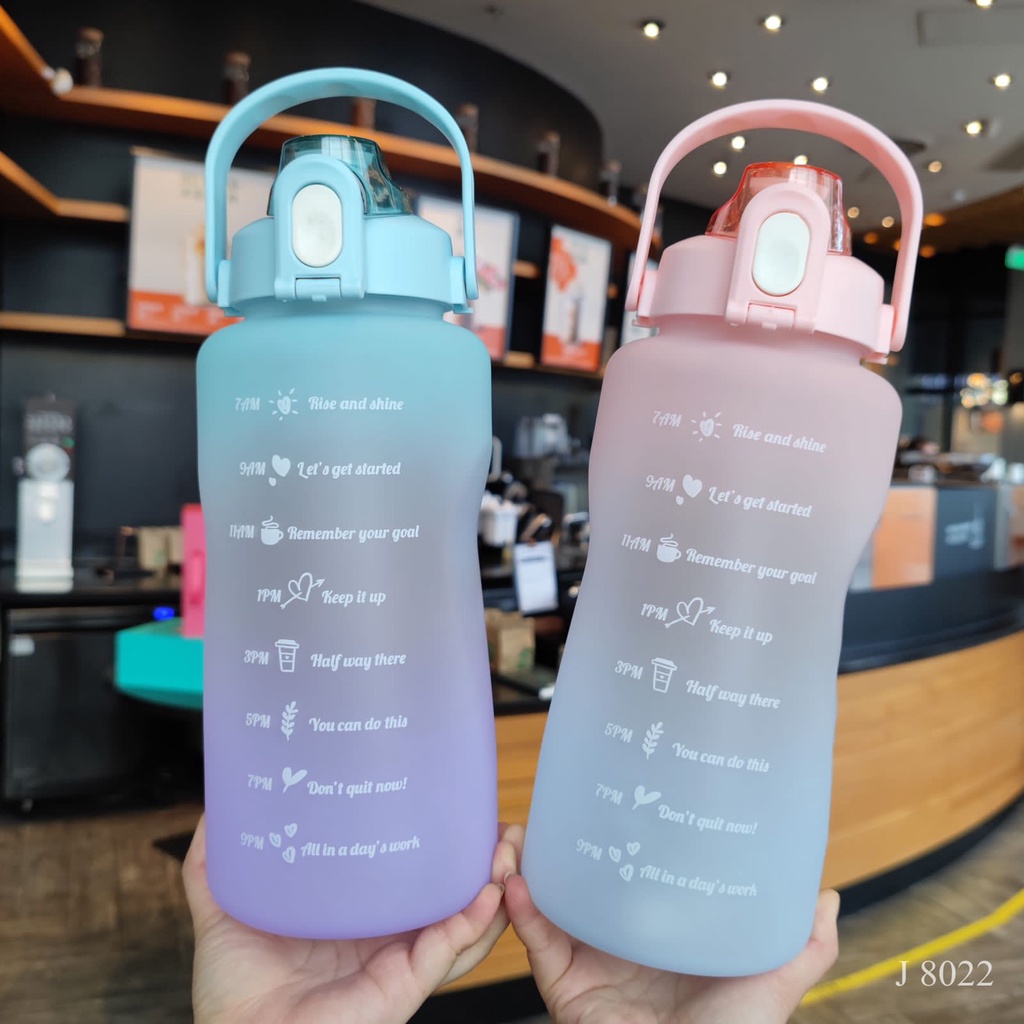 BOTOL MINUM GRADASI  RAINBOW REMINDER BOTTLE J 8022