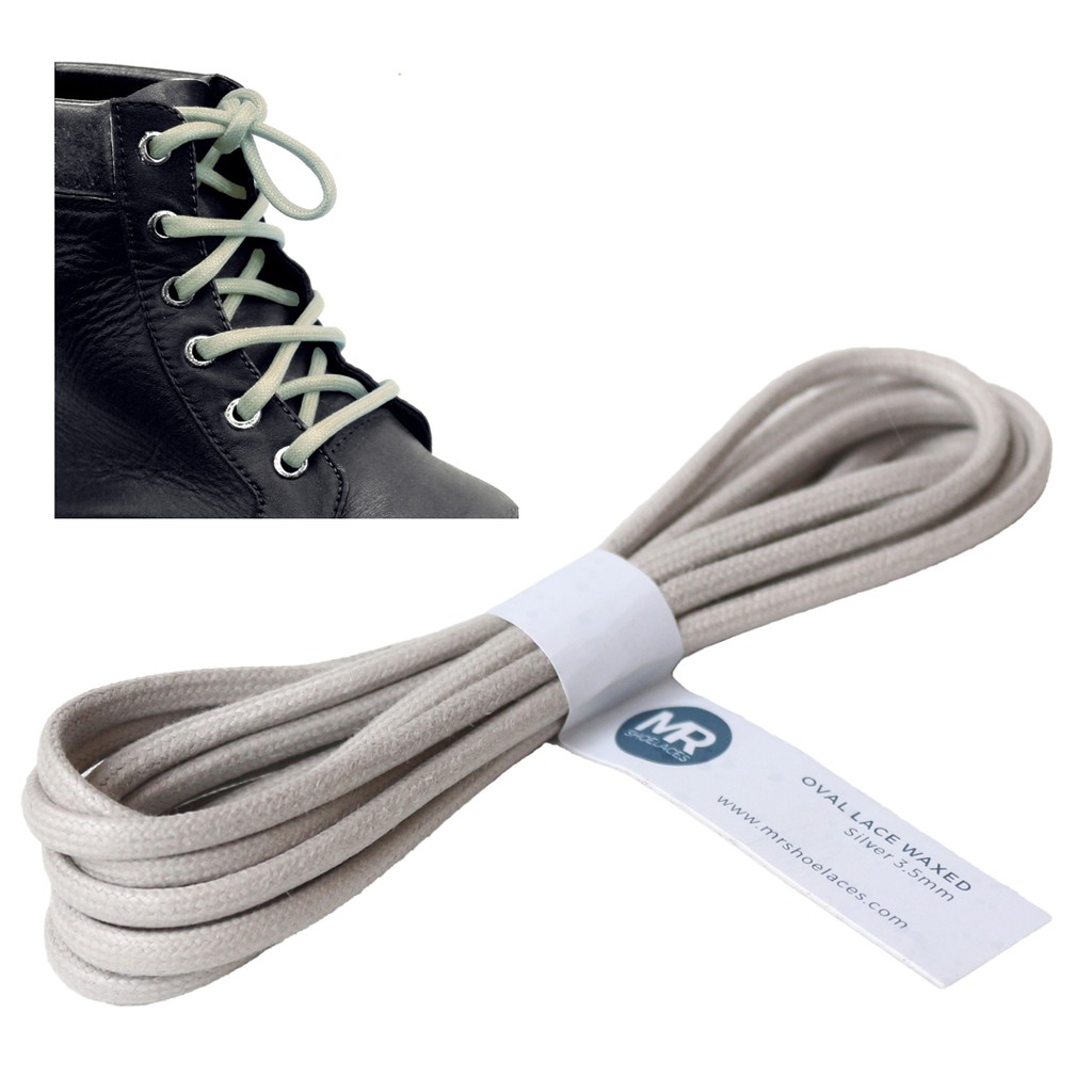 MR Shoelaces FC19 Silver Tali Sepatu Lilin Oval 3.5mm (Waxed Laces) 50cm 60cm 70cm 80cm 100cm 120cm 150cm 200cm - Premium Shoelace